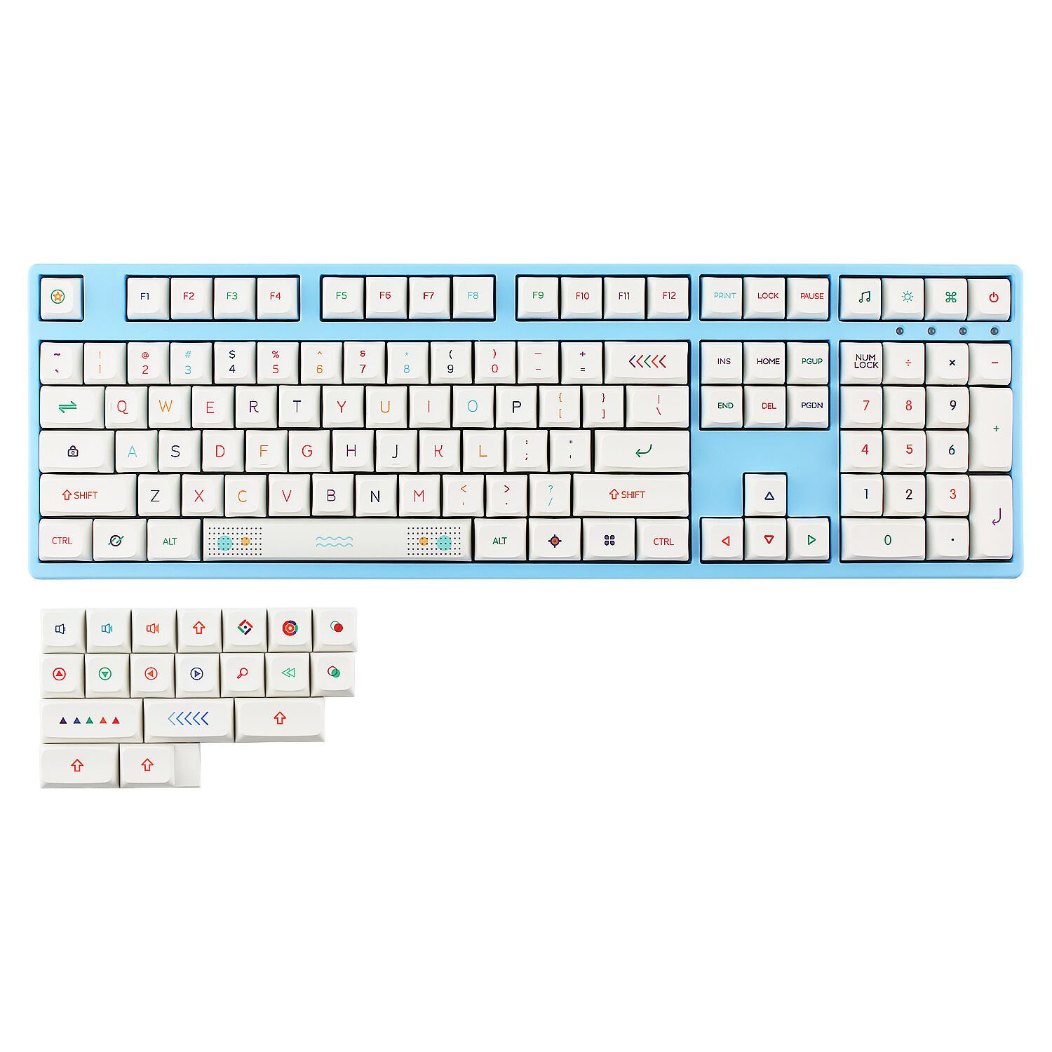 104+23 Neon Light PBT Dye-subbed XDA Keycap Set for Mechanical Keyboard GH60 GK61 64 68 84 87 104 108 English / Thai / Korean